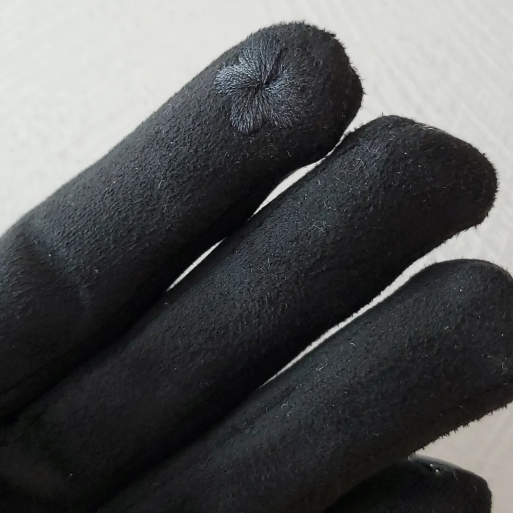 Black puffer finger gloves multicolor sparkles suede feel Cozy Gift giving